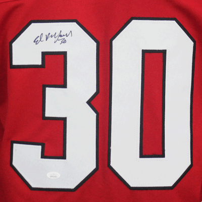 Ed Belfour Red Chicago Throwback Hockey Jersey (JSA)