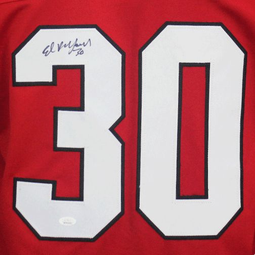 Ed Belfour Red Chicago Throwback Hockey Jersey (JSA)