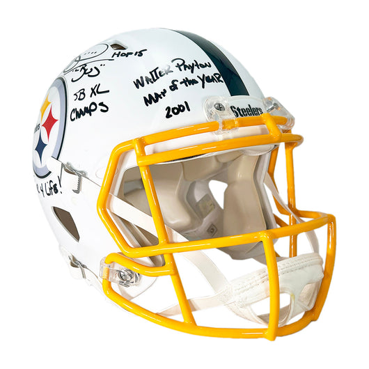 Jerome Bettis Signed Multi-Inscription Pittsburgh Steelers Authentic Flat White Speed Full-Size Football Helmet (Beckett)