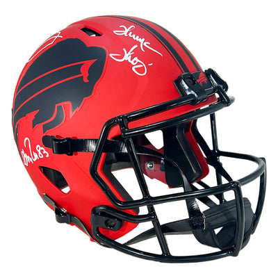 Bills Triplets Signed Buffalo Bills Rave Full-Size Replica Football Helmet (Beckett)