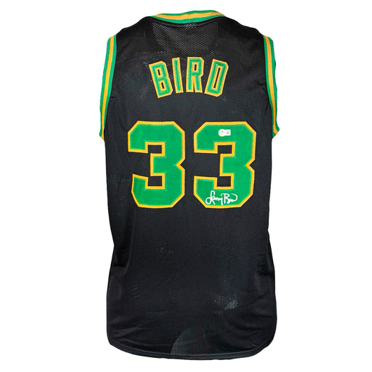 Larry Bird Signed Boston Black Basketball Jersey (Beckett)