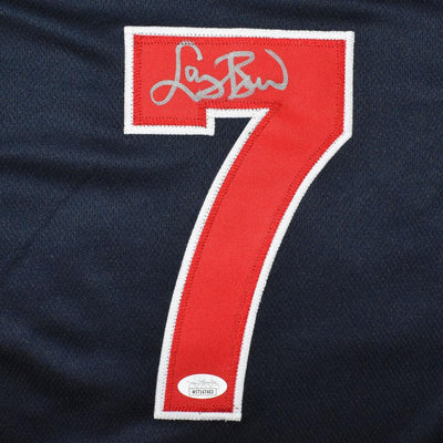 Larry Bird Signed USA Navy Basketball Jersey (Beckett)