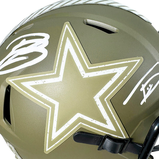 Daron Bland and Trevon Diggs Dual Signed Dallas Cowboys Salute to Service Mini Football Helmet (Beckett)