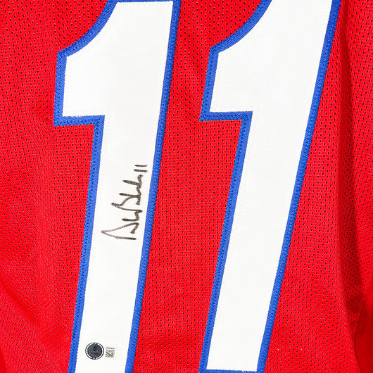 Drew Bledsoe Signed New England Red Football Jersey (JSA)