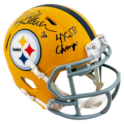 Rocky Bleier Signed 4x SB Champs Inscription Pittsburgh Steelers Alt 2025 Speed Mini Football Helmet (JSA)