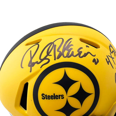 Rocky Bleier Signed 4x SB Champs Inscription Pittsburgh Steelers Rave Mini Football Helmet (Beckett)