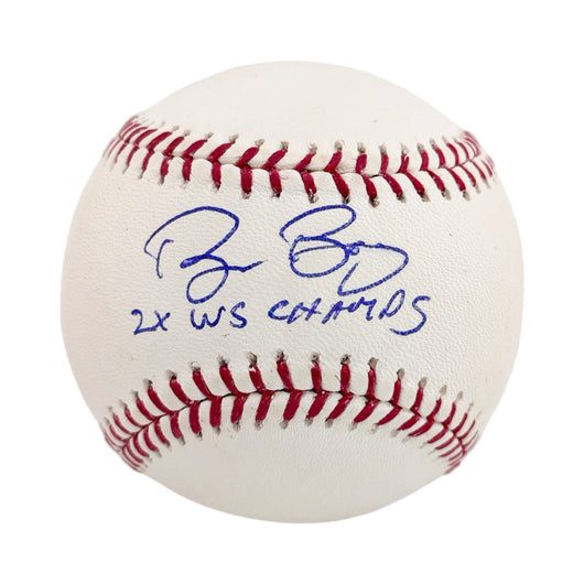 Bruce Bochy Signed 2x WS Champs Inscription Rawlings Official Major League Baseball (JSA)