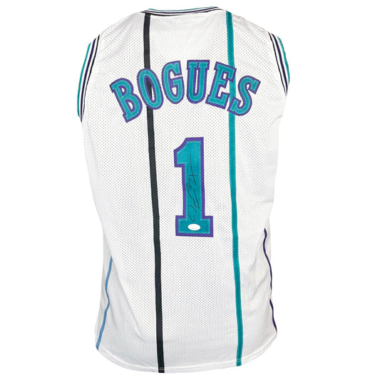 Muggsy Bogues Signed Charlotte White Pinstripe Basketball Jersey (JSA)