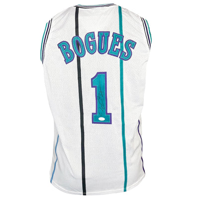 Muggsy Bogues Signed Charlotte White Pinstripe Basketball Jersey (JSA)