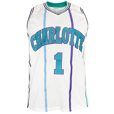 Muggsy Bogues Signed Charlotte White Pinstripe Basketball Jersey (JSA)