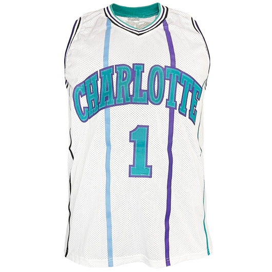 Muggsy Bogues Signed Charlotte White Pinstripe Basketball Jersey (JSA)