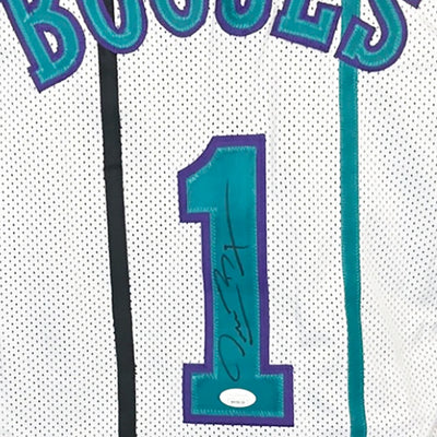 Muggsy Bogues Signed Charlotte White Pinstripe Basketball Jersey (JSA)
