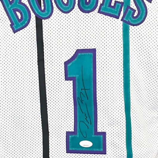 Muggsy Bogues Signed Charlotte White Pinstripe Basketball Jersey (JSA)