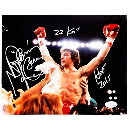Ray "Boom Boom" Mancini Signed HOF 2015 23 KO's Inscription Pose 2 Boxing 8x10 Photo (JSA)