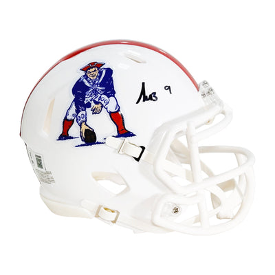 Kayshon Boutte Signed New England Patriots Throwback 82-89 Speed Mini Football Helmet (Beckett)