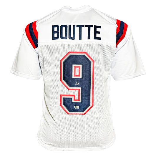 Kayshon Boutte Signed New England White Football Jersey (Beckett)