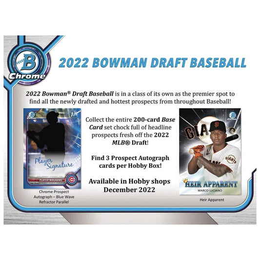 2022 Bowman Draft Baseball Jumbo Hobby 8 Box Case