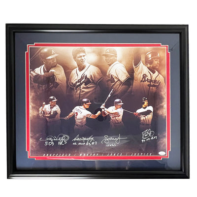 Atlanta Braves Greats Signed Sheffield, Murphy, Jones, Justice Baseball 16x20 Framed Photo (JSA)