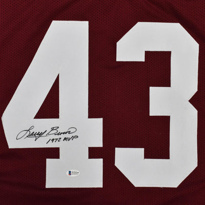 Larry Brown Signed 1972 MVP Washington Maroon Football Jersey (JSA)