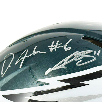 AJ Brown DeVonta Smith Signed Super Bowl LIX Philadelphia Eagles Authentic Speed Full-Size Football Helmet (Fanatics/Beckett)