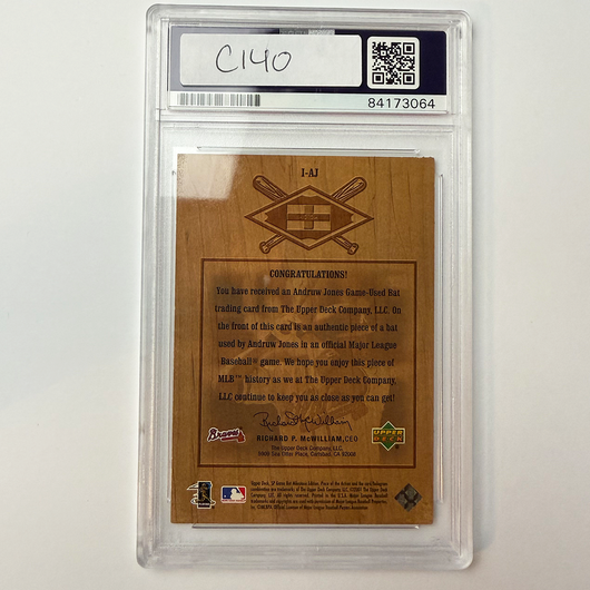 Andruw Jones Signed 2001 SP Game Bat Milestone Edition PSA Auto Authentic