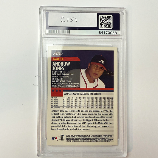Andruw Jones Signed 2000 Topps Chrome #440 PSA Auto Authentic