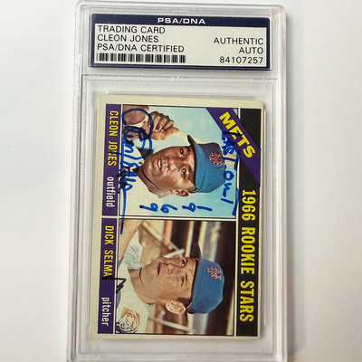 Cleon Jones Signed 1966 Topps Rookie #67 Last Out 1969 PSA Auto Authentic