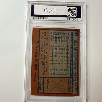 Ray Knight Signed 1978 Topps Rookie #674 PSA Auto Authentic