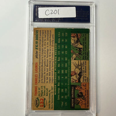 Tommy Lasorda Signed 1954 Topps Rookie #132 HOF 97 PSA  Auto Authentic