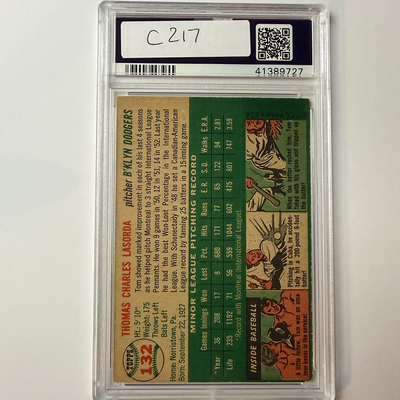 Tommy Lasorda Signed 1954 Topps Rookie #132 PSA 10 Auto