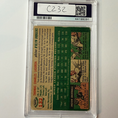 Tommy Lasorda Signed 1954 Topps Rookie #132 HOF 97 PSA 10 Auto
