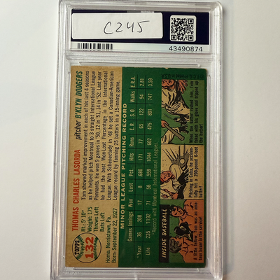 Tommy Lasorda Signed 1954 Topps Rookie #132 HOF 97 PSA 10 Auto