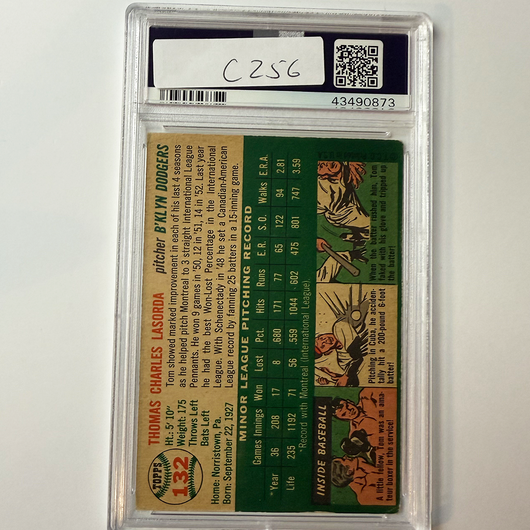 Tommy Lasorda Signed 1954 Topps Rookie #132 HOF 97 PSA 10 Auto