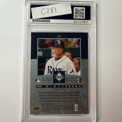 Evan Longoria Signed 2008 UpperDeck Timeline Rookie #65 PSA Auto Authentic