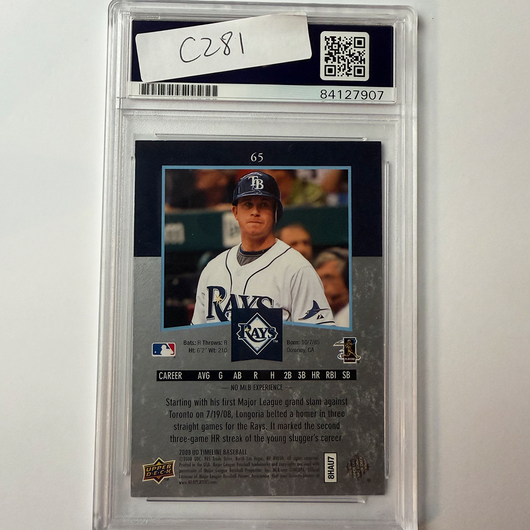 Evan Longoria Signed 2008 UpperDeck Timeline Rookie #65 PSA Auto Authentic