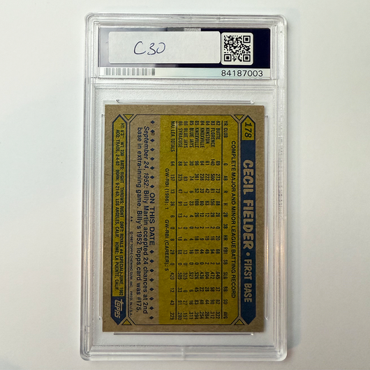 Cecil Fielder Signed 1987 Topps #178 PSA ITP Auto Authentic