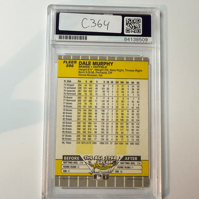 Dale Murphy Signed 1989 Fleer #596 PSA Auto Authentic