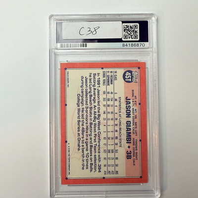 Jason Giambi Signed 1991 Topps Traded Rookie #45T 2 Inscriptions PSA Auto Authentic