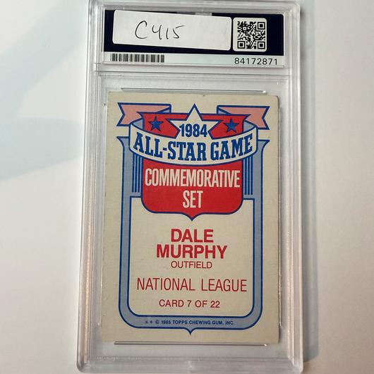 Dale Murphy Signed 1985 Topps Commemorative #7 w/2 Insc PSA Auto Authentic