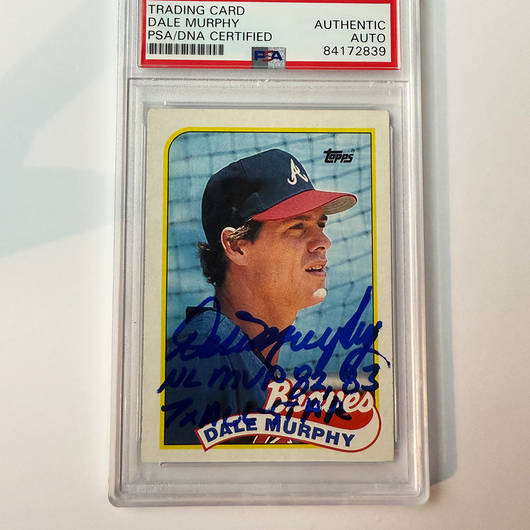 Dale Murphy Signed 1989 Topps #210 w/2 Inscriptions PSA Auto Authentic