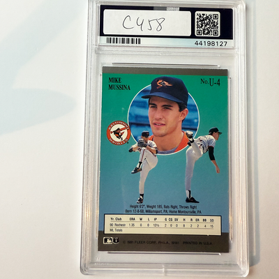 Mike Mussina Signed 1991 Ultra Update #U-4 Rookie HOF 19 PSA Auto 10