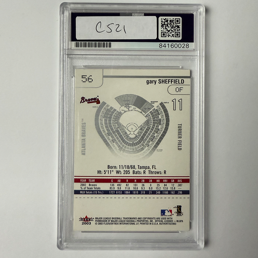 Gary Sheffield Signed 2003 Fleer #56 PSA Auto Authentic