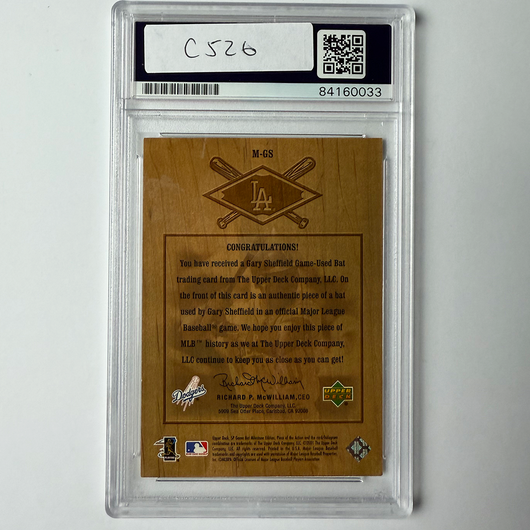Gary Sheffield Signed 2001 SP Game Bat #M-GS PSA Auto Authentic