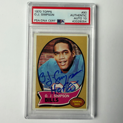 OJ Simpson Signed 1970 Topps ROOKIE #90 W/HOF 85 PSA 10 Auto