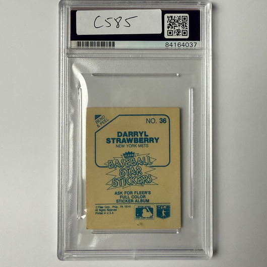 Darryl Strawberry Signed 1985 Fleer Sticker #36 PSA Auto Authentic