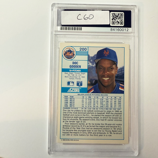 Dwight Gooden Signed 1989 Score #200 w/4 Inscriptions PSA Auto Authentic