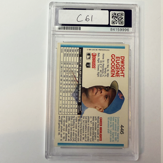 Dwight Gooden Signed 1992 Donruss #446 w/4 Inscriptions PSA Auto Authentic