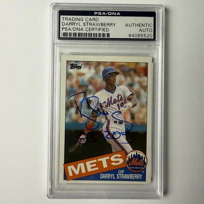 Darryl Strawberry Signed 1985 Topps #570 w/83 ROY PSA Auto Authentic
