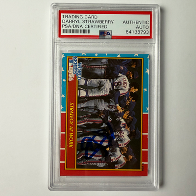 Darryl Strawberry Signed 1987 Fleer World Series #8 PSA Auto Authentic