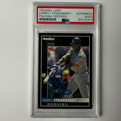 Darryl Strawberry Signed 1992 Pinnacle #80 PSA Auto Authentic